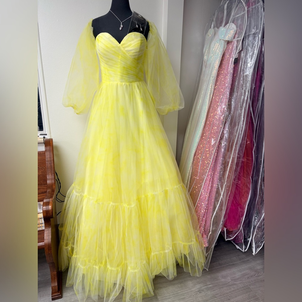 Jovani 38605 Elegant Yellow Tulle Gown NWT